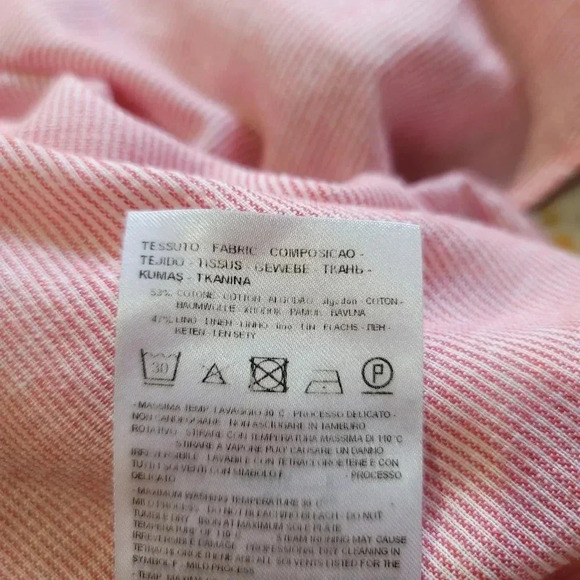 $172 ARMANI EXCHANGE Women's Long Shirt Dress Linen Blend Striped Button Pink 2 - Picture 3 of 15